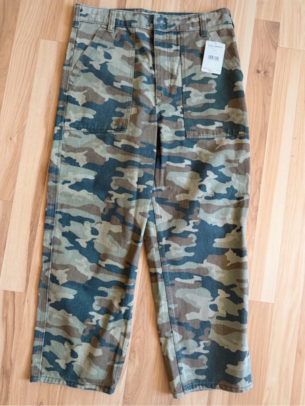 Free People Camo Utility Cargo Pants - Green Camo
